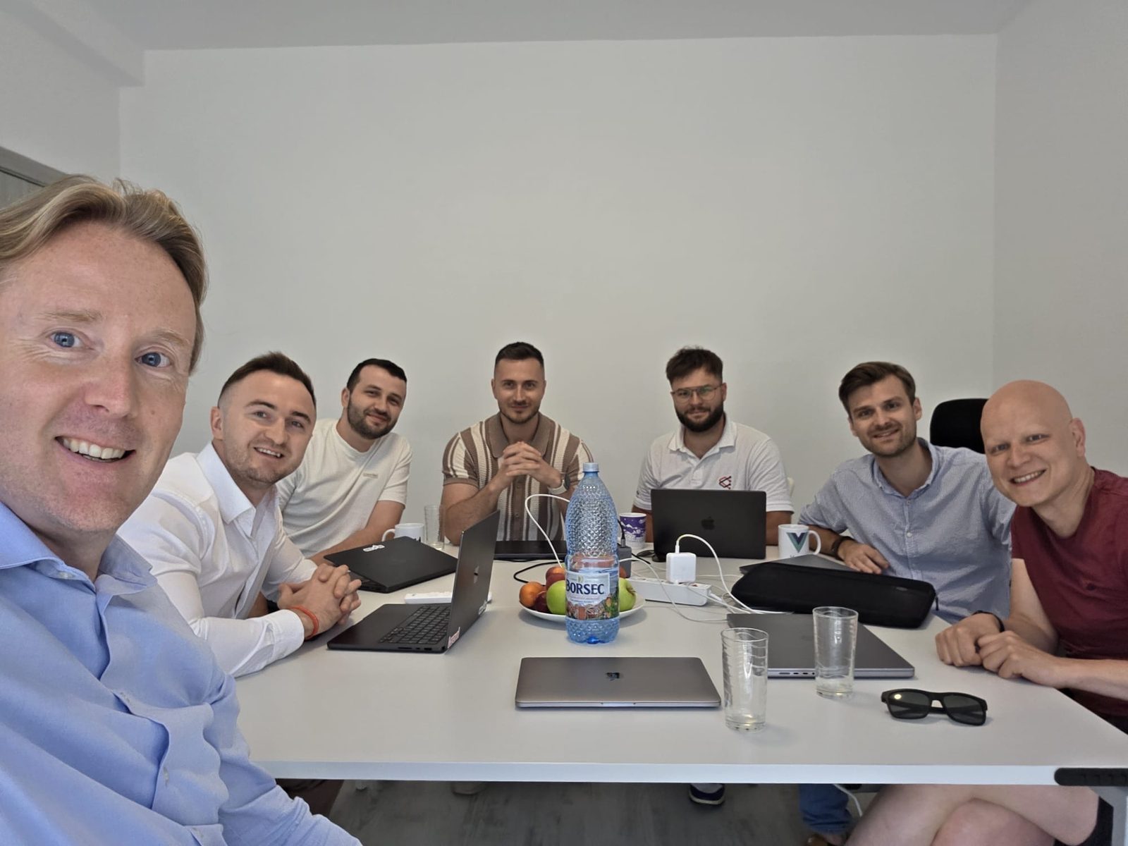 The BinarCode team and our long-term client from the Netherlands in a working session, planning an AI-first architecture