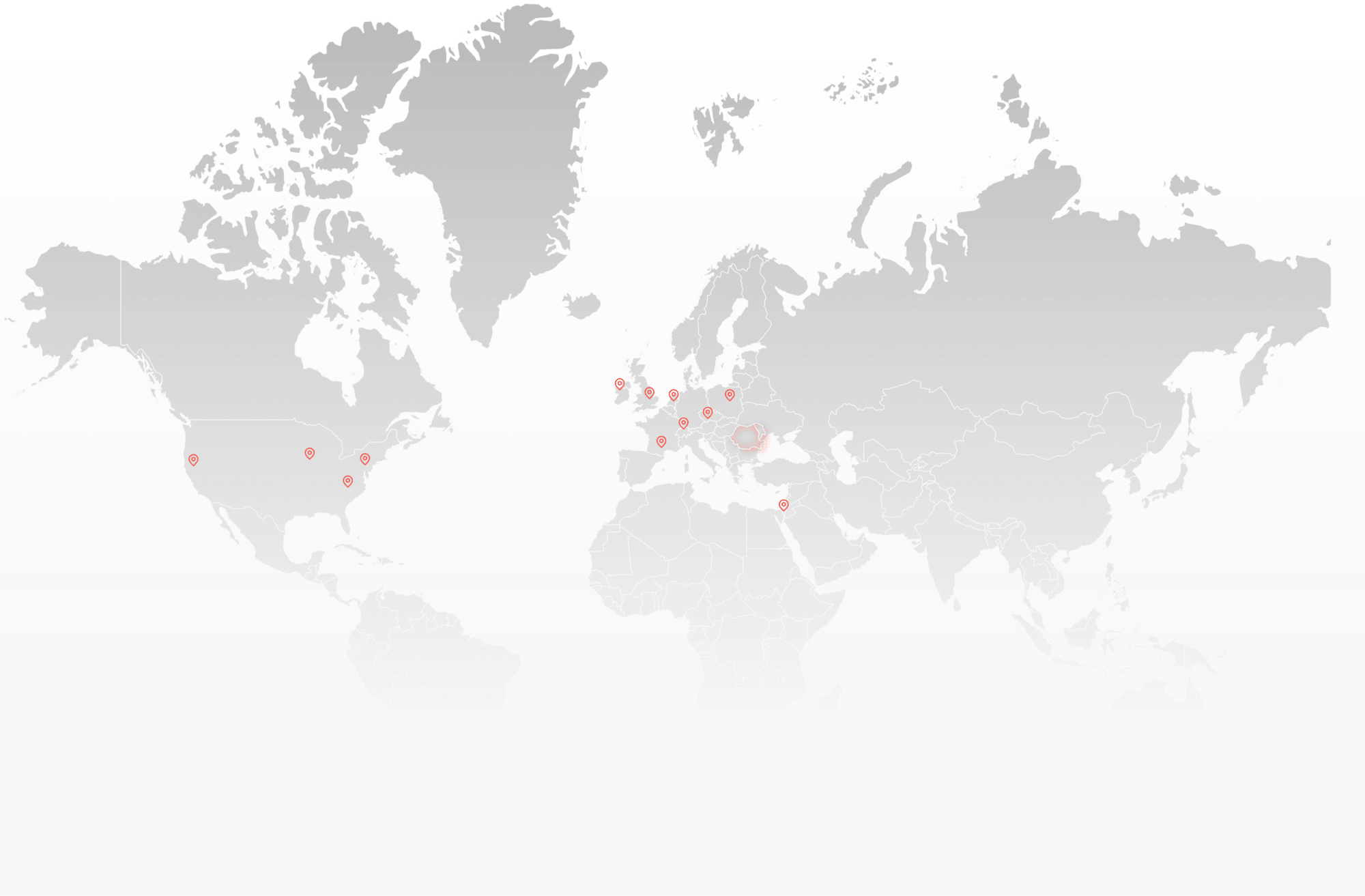 Map highlighting BinarCode clients across the USA, Europe, Israel, and beyond