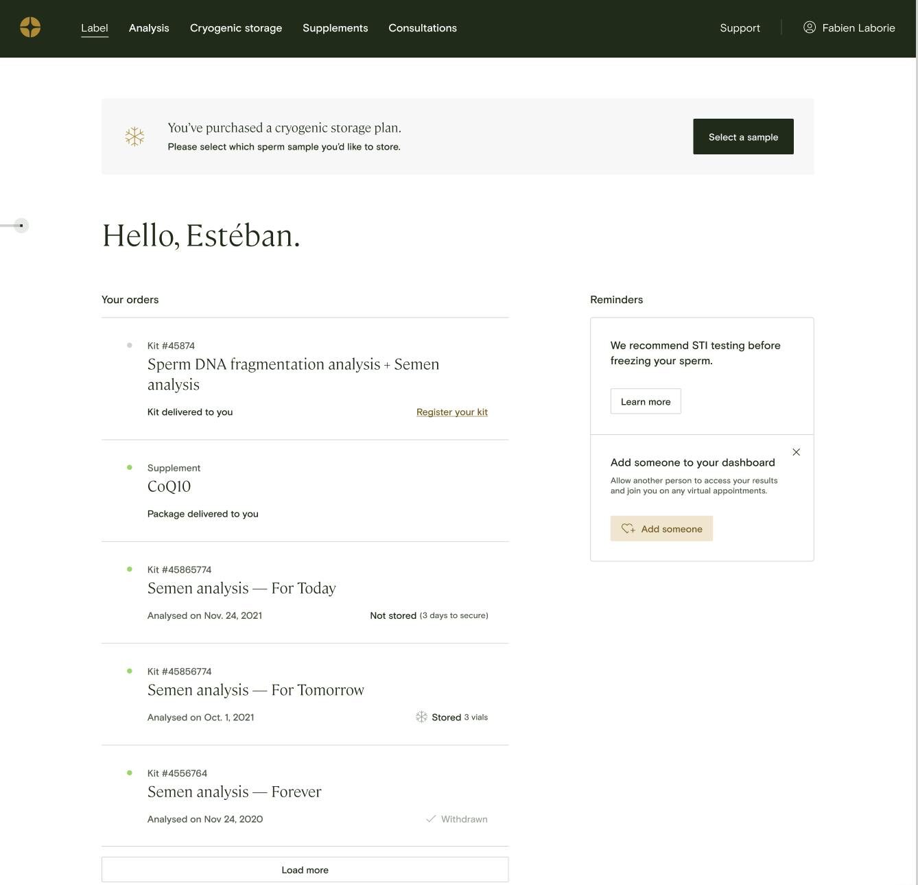 GiveLegacy client dashboard
