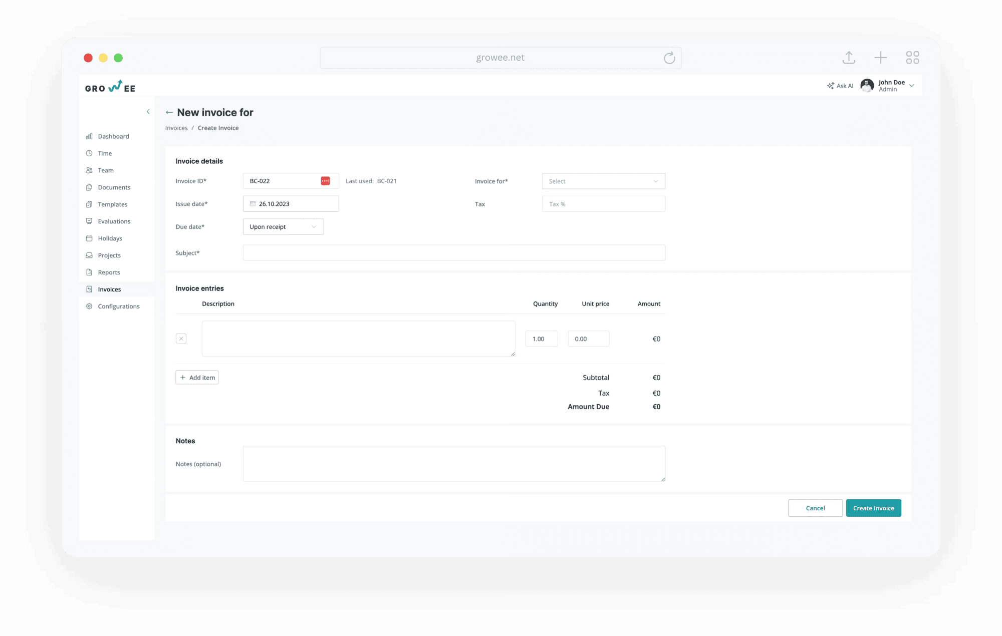 09 invoicing