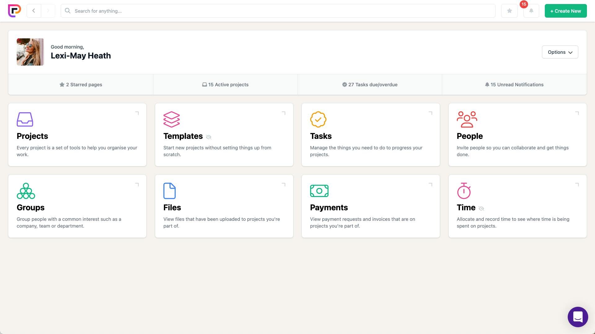 Project.co welcome screen