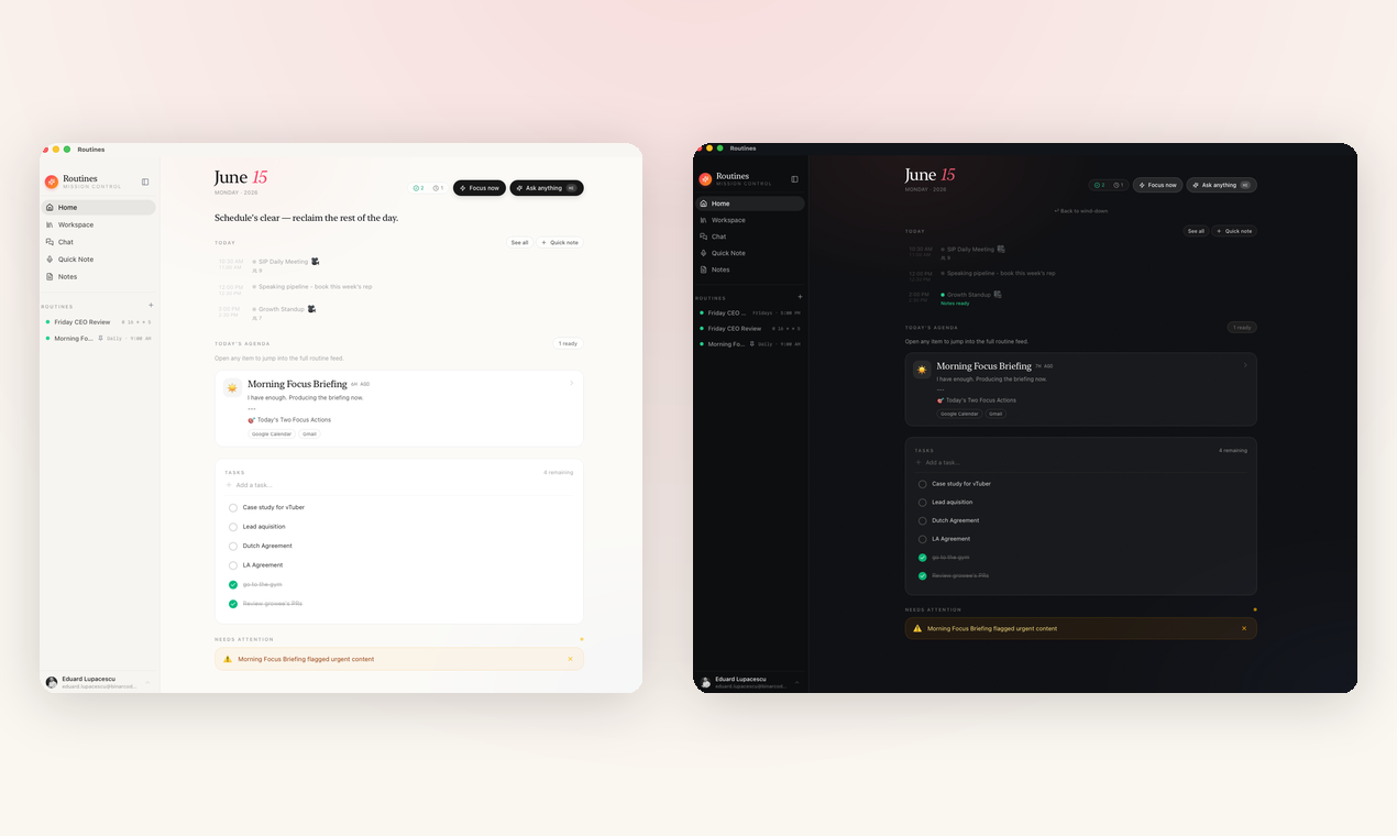 Light and dark themes