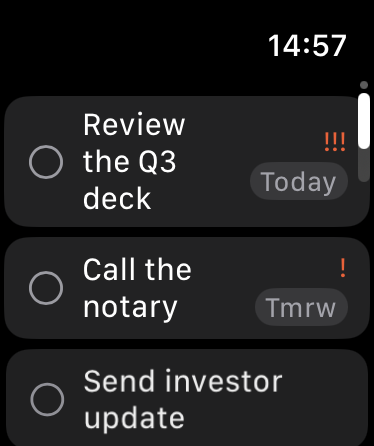 The todo list on Apple Watch